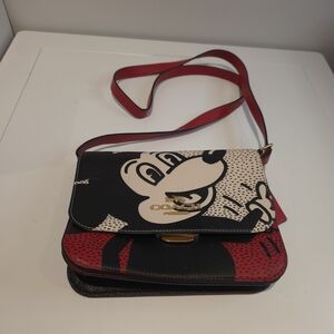 Coach x Disney Keith Haring Mickey Mouse Flap Crossbody Bag C7283 Red/Black